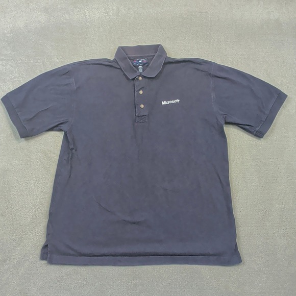 Vintage Port Authority Polo Shirt Mens Large Navy Blue Microsoft Tech Promo VTG — photo 2